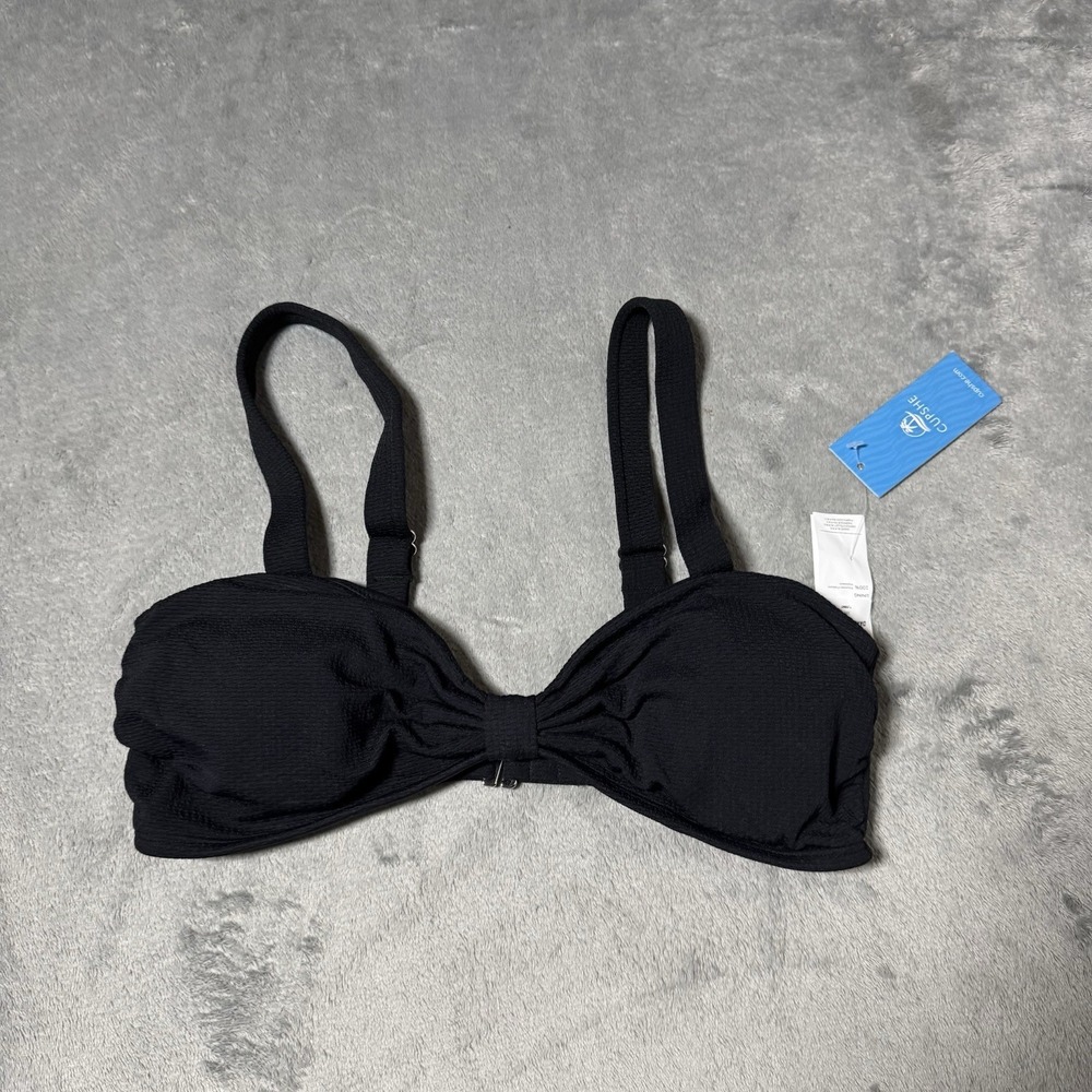 Cupshe NWT Textured Knot Front Bandeau Bikini Top Size M Boho Beach NEW